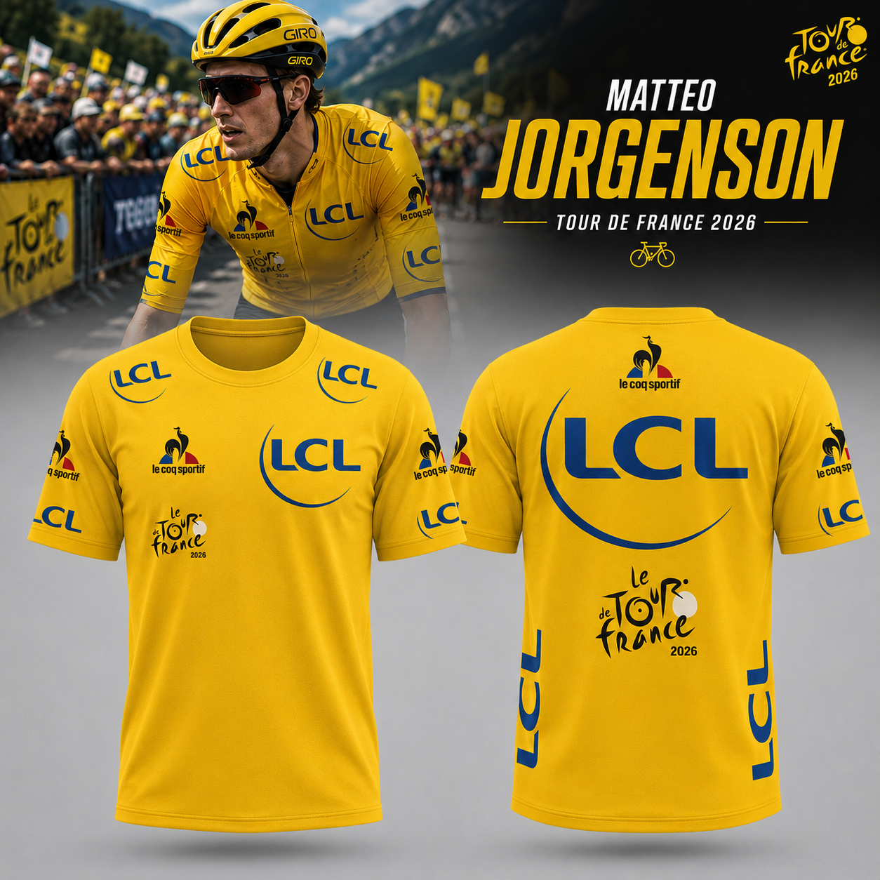 Matteo Jorgenson Tour de France 2026 Yellow Jersey Graphic T-Shirt - Best Gift for Cycling Fans