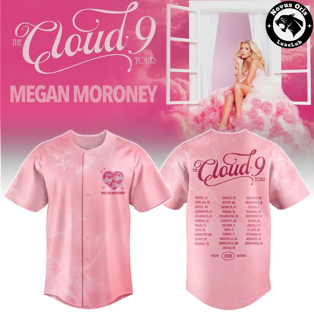 Megan Moroney The Cloud 9 Tour 2026 Pink Baseball Jersey 1 - Unicasport Megan Moroney The Cloud 9 Tour 2026 Pink Baseball Jersey