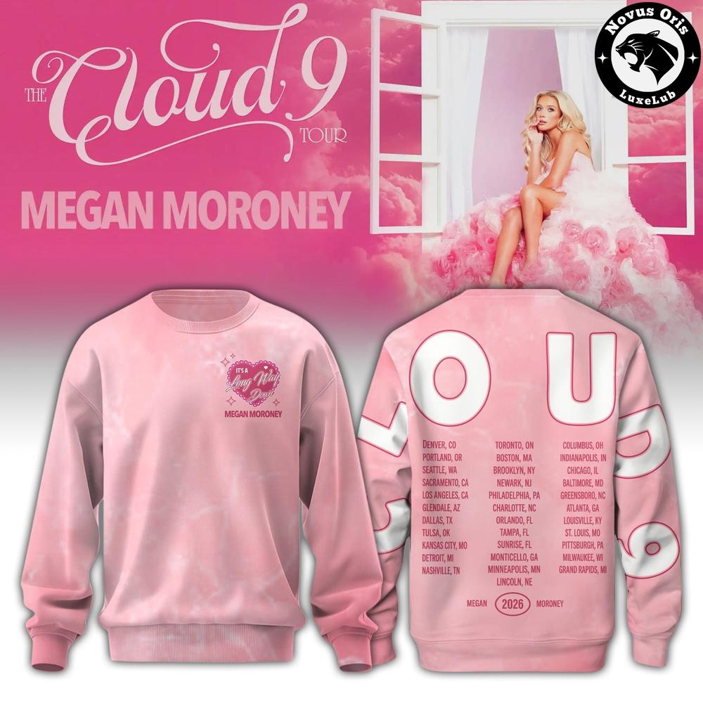 Megan Moroney The Cloud 9 Tour 2026 Pink Sweatshirt 1 - Unicasport Megan Moroney The Cloud 9 Tour 2026 Pink Sweatshirt