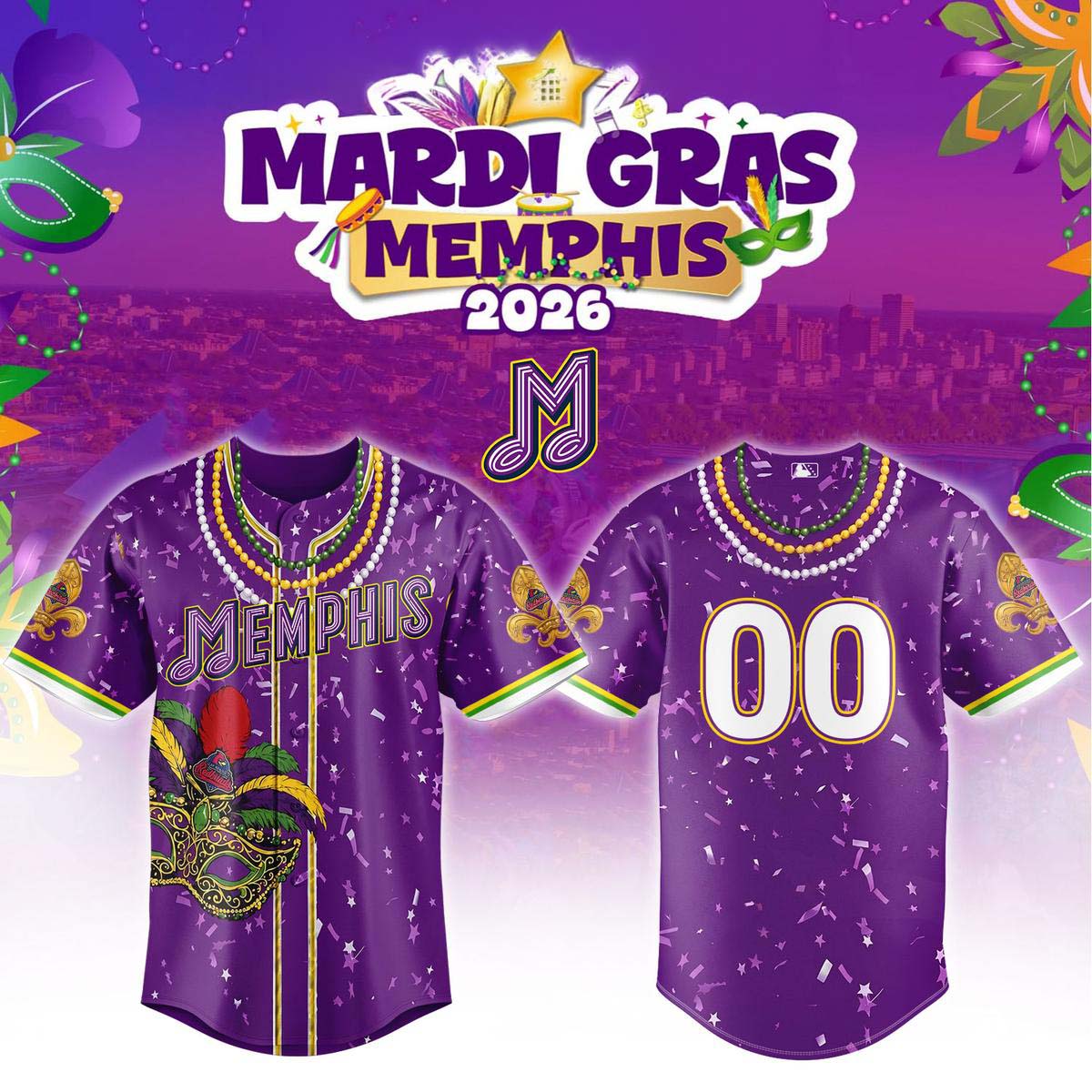 Custom Memphis Redbirds Mardi Gras 2026 Jersey 1 - Unicasport Custom Memphis Redbirds Mardi Gras 2026 Jersey