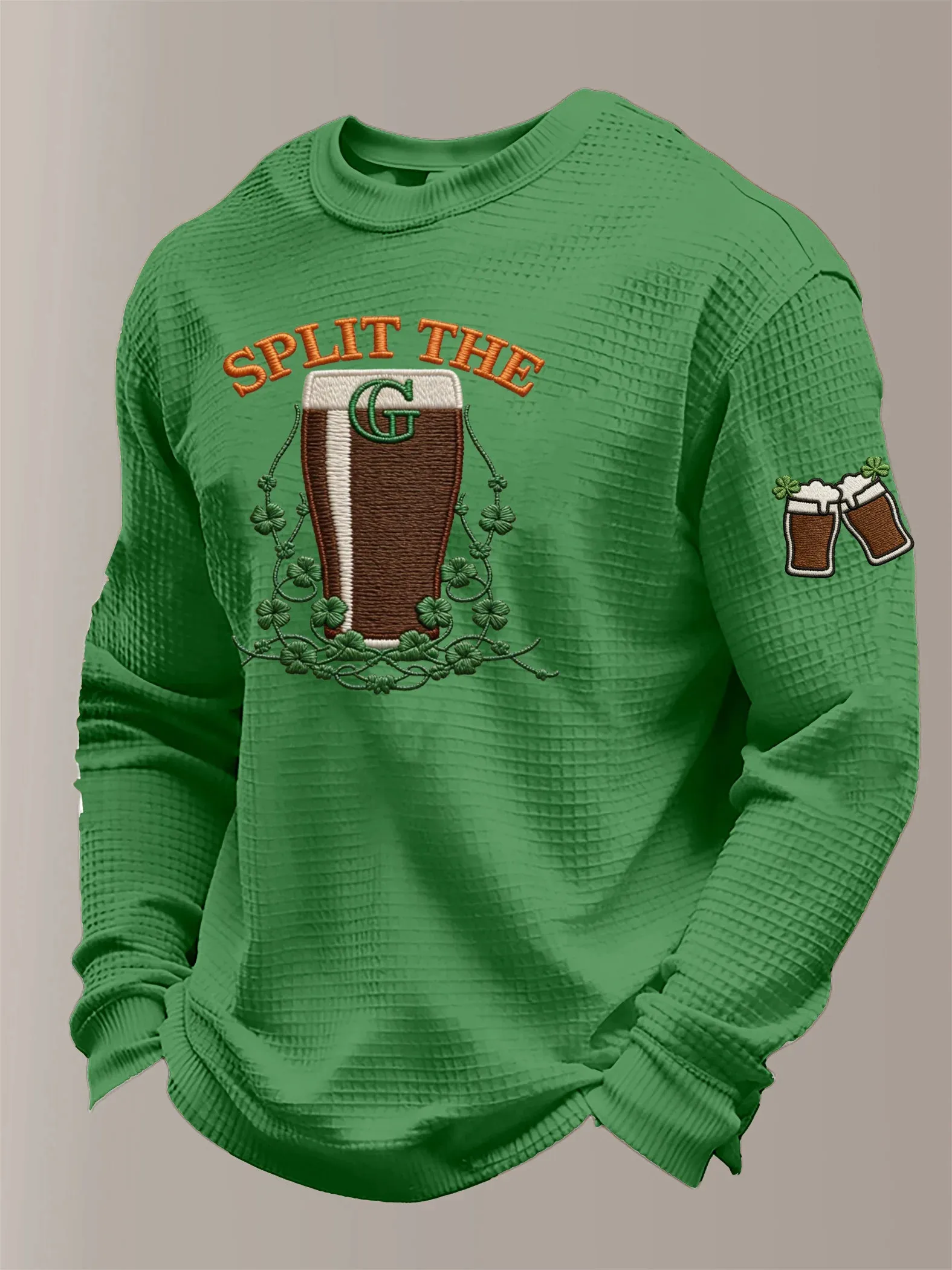 MenS Casual St Patricks Day Split The G Guinness Long Sleeve T Shirt Green Holiday Gift Ideas Merch 2026 1