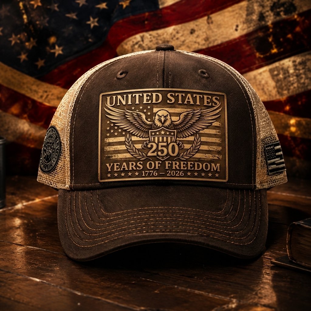 Men's Hihoboken Vintage Supporter Bald Eagle 250th Anniversary Patriotic Game Day Trucker Hat Vintage Supporter 2026