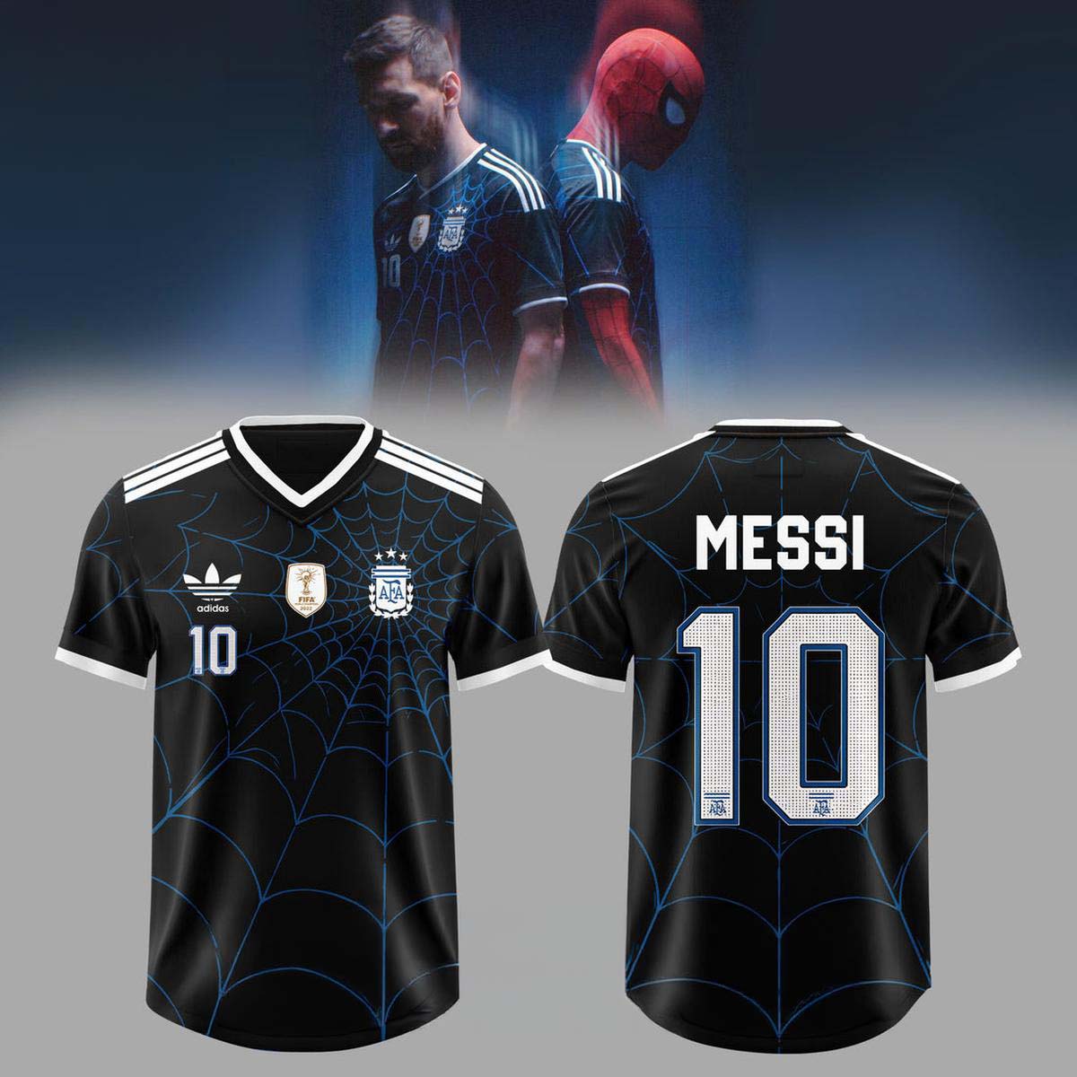 Argentina 10 Messi x Spider-Man Football Jersey - FIFA World Cup 2026 Soccer Shirt Gift for Fans