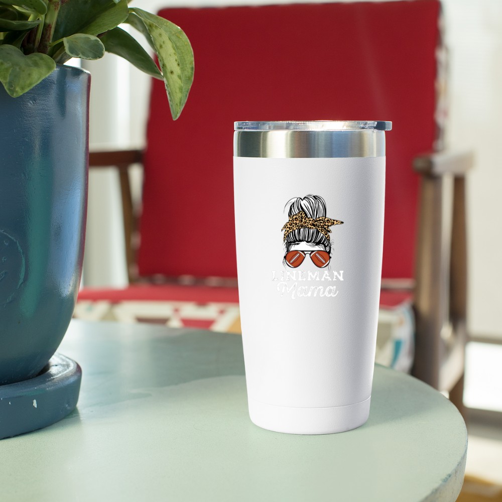 Messy Bun Proud Offensive Lineman Mom Football Mama Pullover Tumbler - Image 4