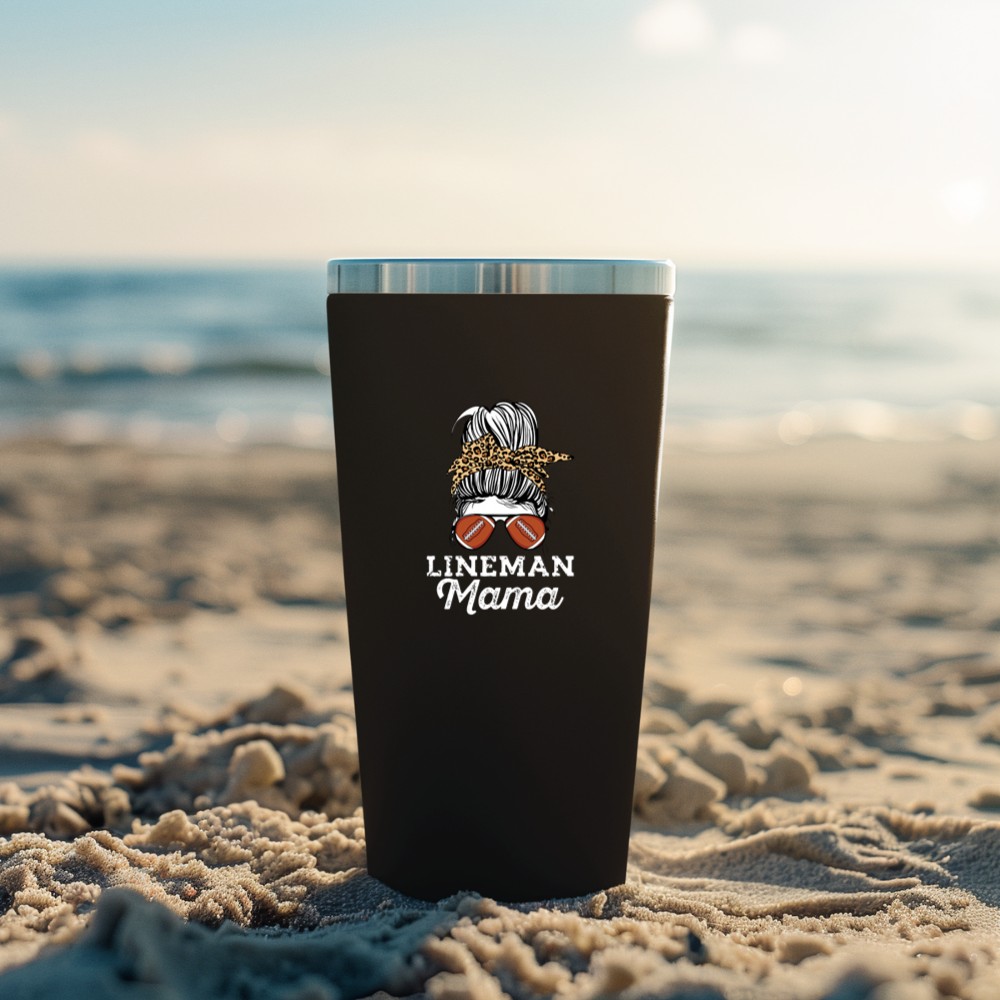 Messy Bun Proud Offensive Lineman Mom Football Mama Pullover Tumbler - Image 3