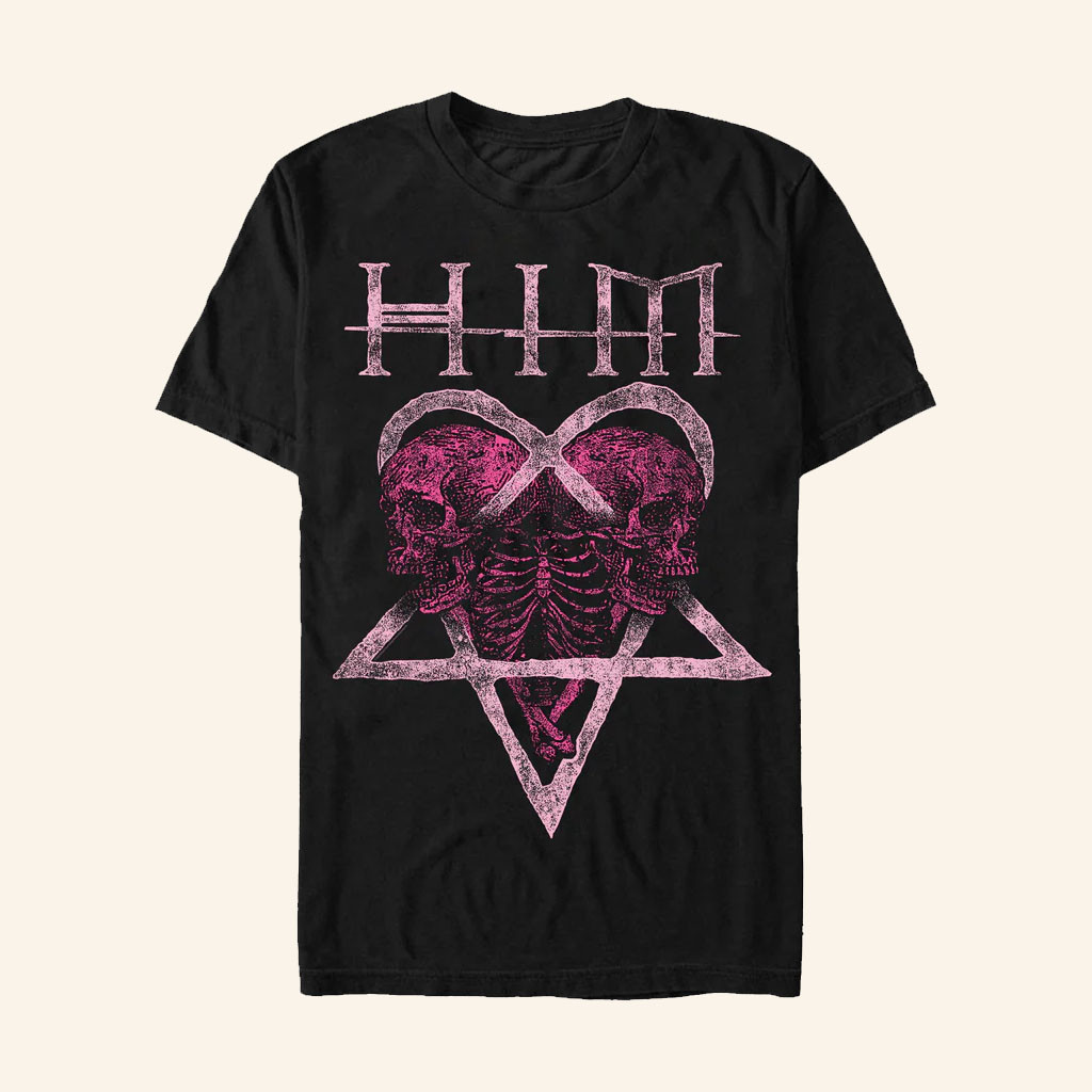 Metal Hammer Merch 2026 HIM Pink SkullheartTShirtBest Gifts For Sisters