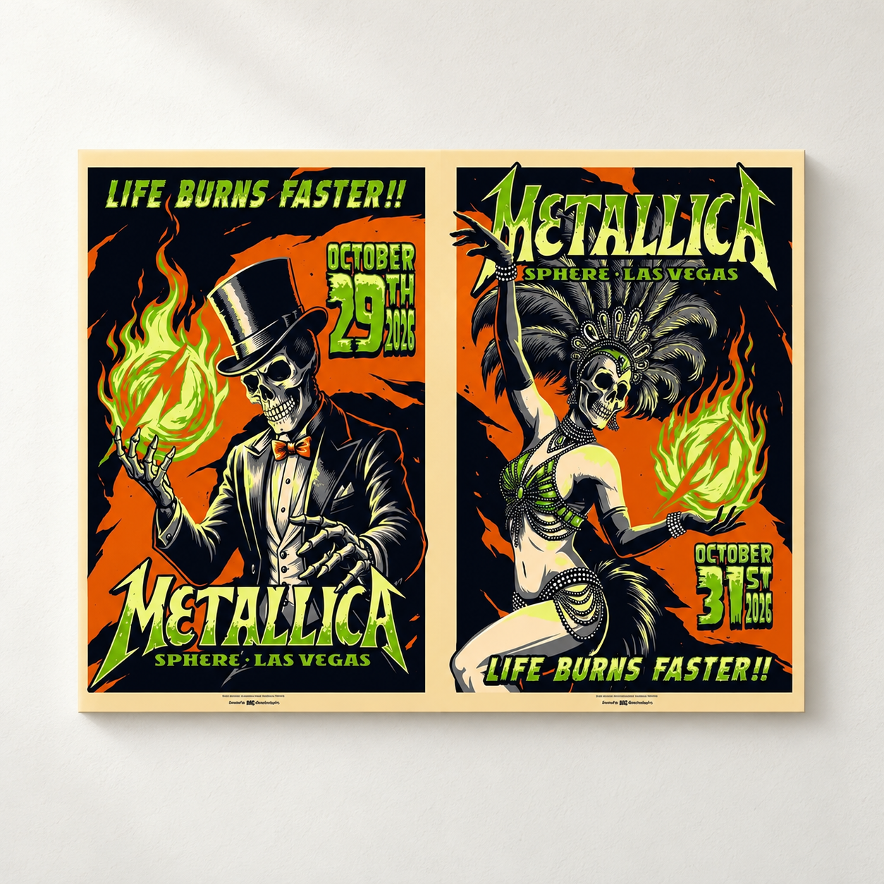 Metallica Dual Poster Halloween Weekend Exclusive Treat At Sphere In Las Vegas NV On October 29 31 2026 Home Decor Poster Canvas