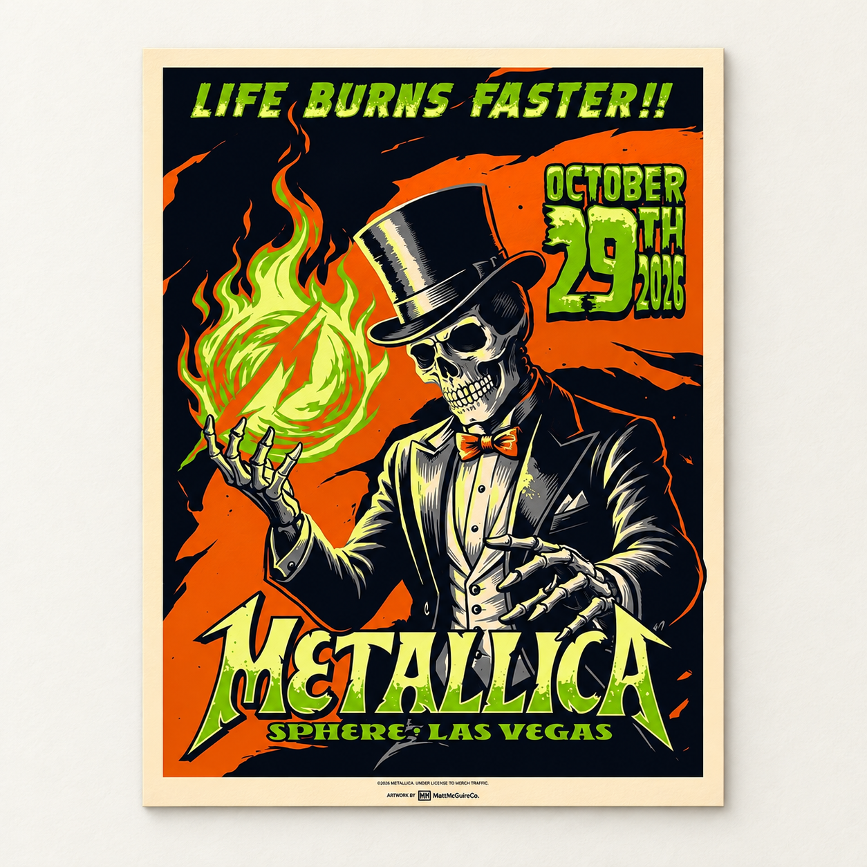 Metallica Life Burns Faster Halloween Weekend Exclusive Treat Night 1 Poster Live At Sphere Las Vegas October 29 2026 Poster Canvas