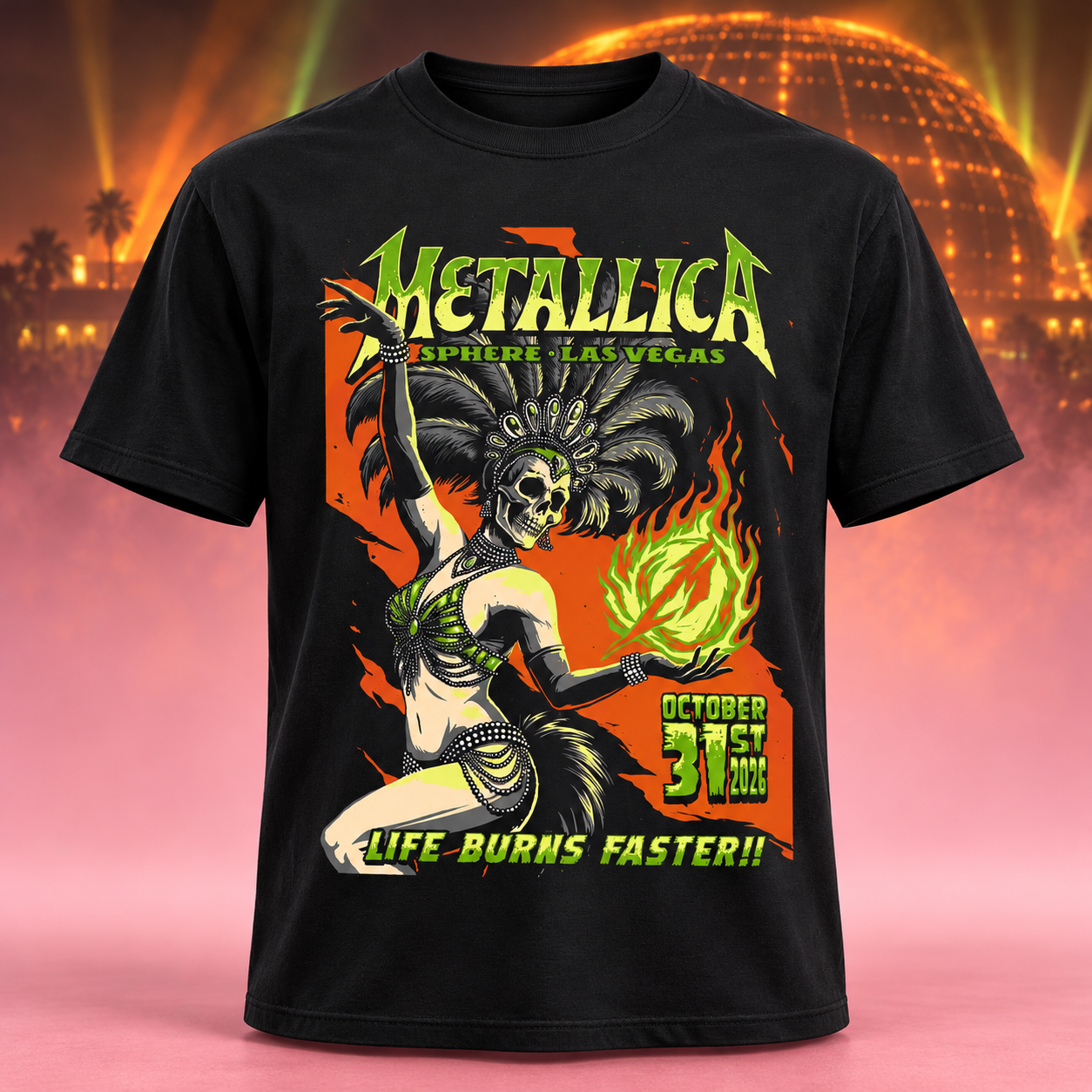 Metallica Life Burns Faster Halloween Weekend Exclusive Treat Night 2 Poster Live At Sphere Las Vegas October 31 2026 TShirt