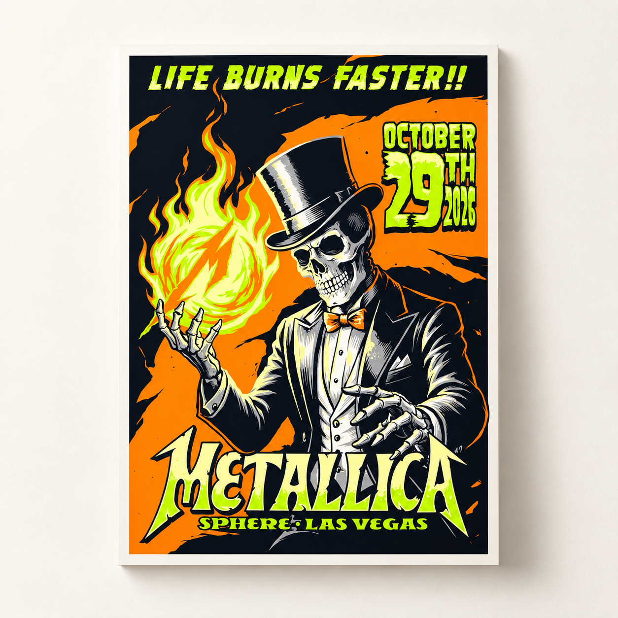 Metallica Life Burns Faster Sphere Las Vegas NV October 29Th 2026 Poster By Mark5