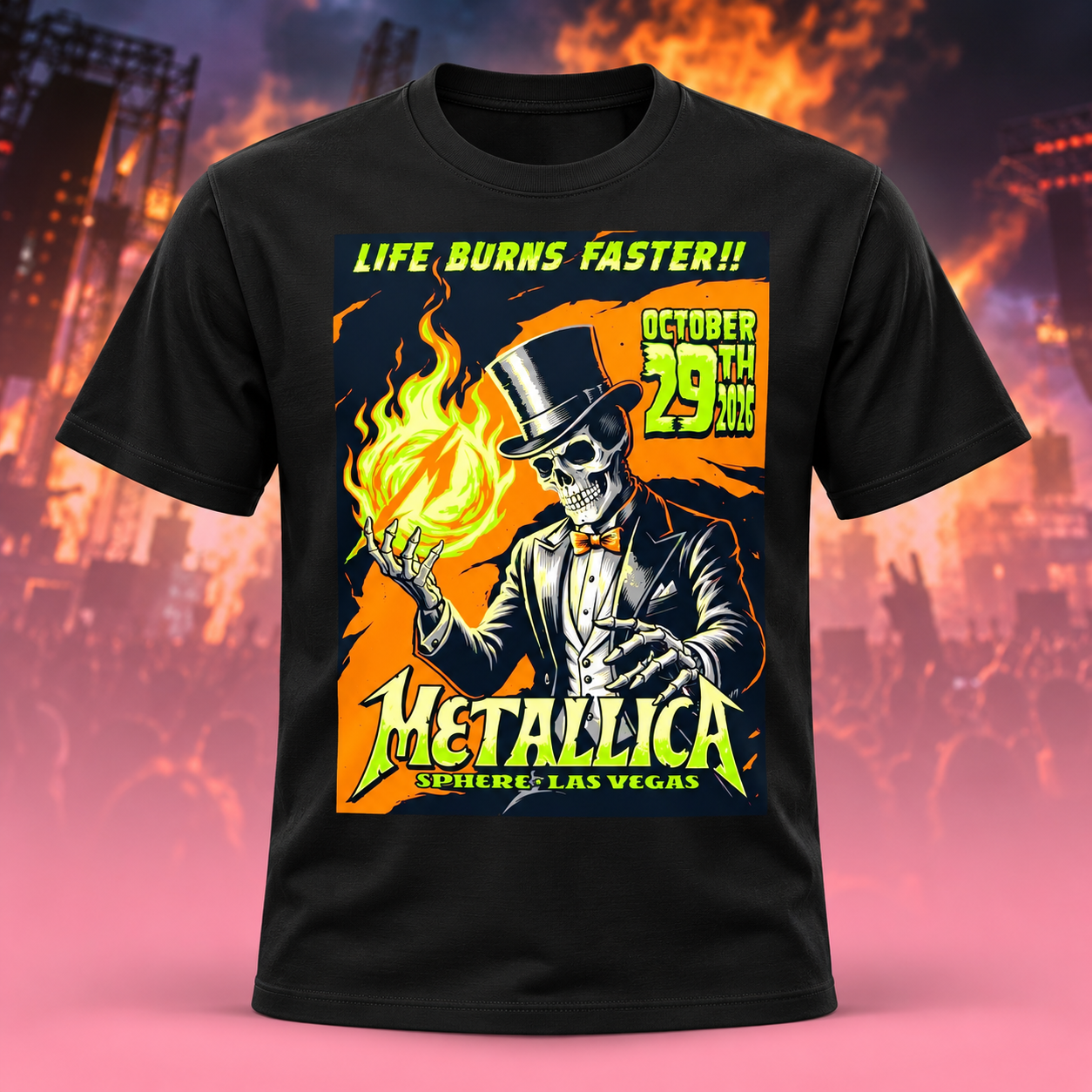 Metallica Life Burns Faster Sphere Las Vegas NV October 29Th 2026 Poster By Mark5TShirt
