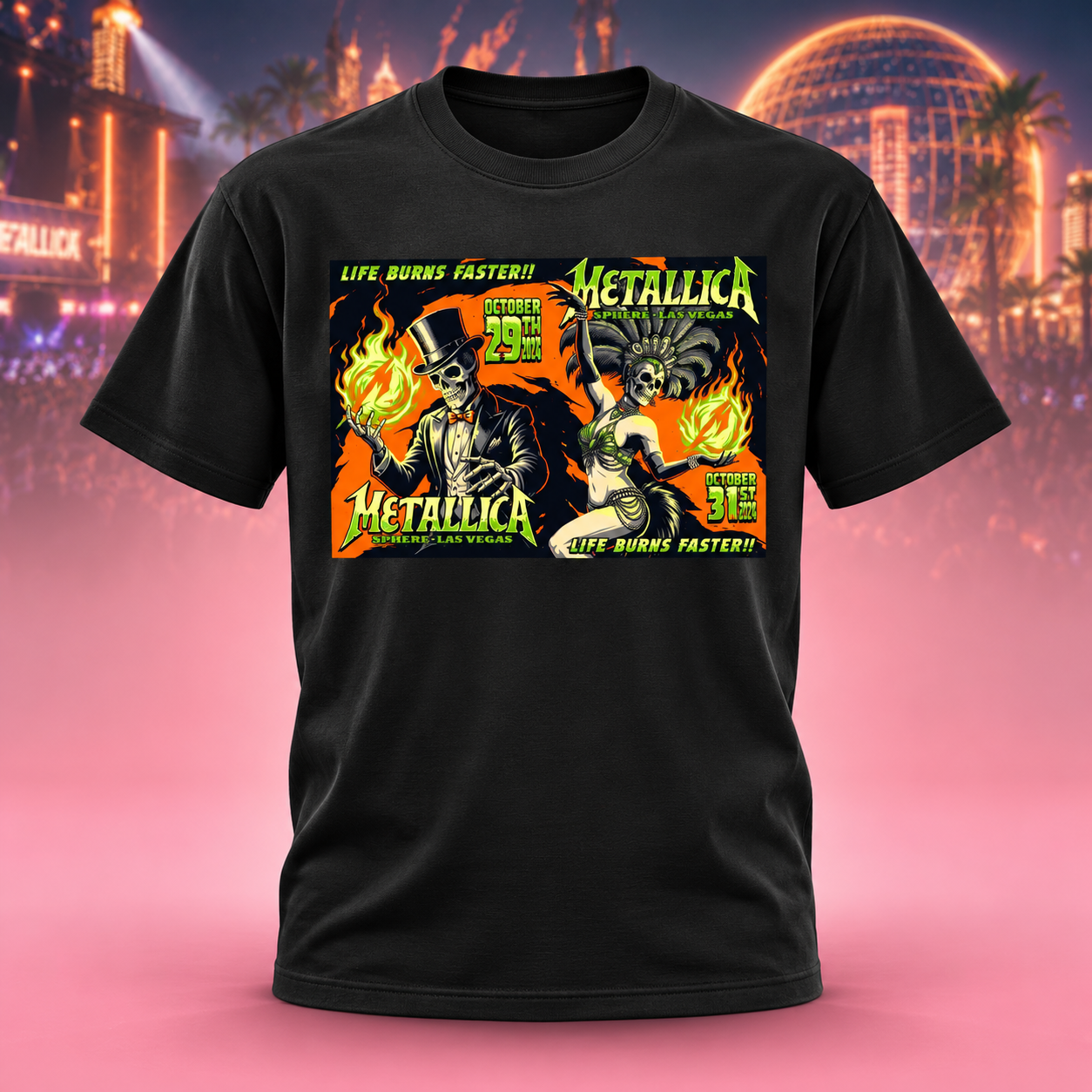 Metallica Life Burns Faster Sphere Las Vegas NV October 29Th And 31St 2026 Poster By Mark5 TShirt