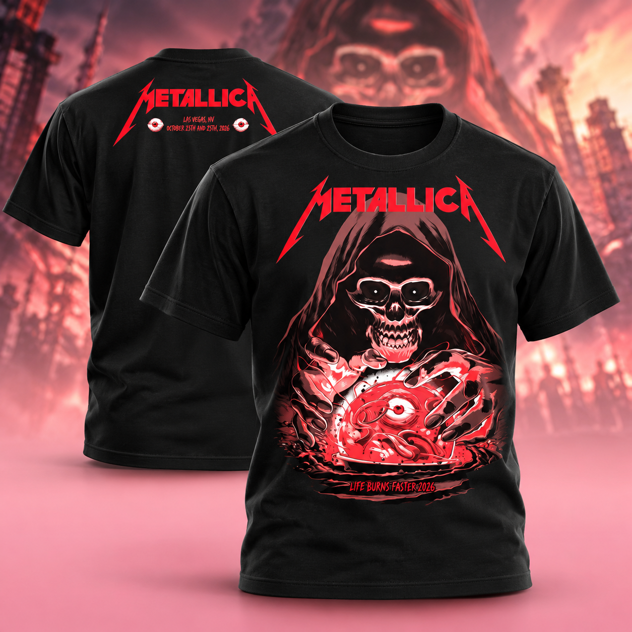 Metallica Life Burns Faster Sphere Las Vegas NV October 29Th And 31St 2026 Poster By Pedro Correa TShirt Limited Edition