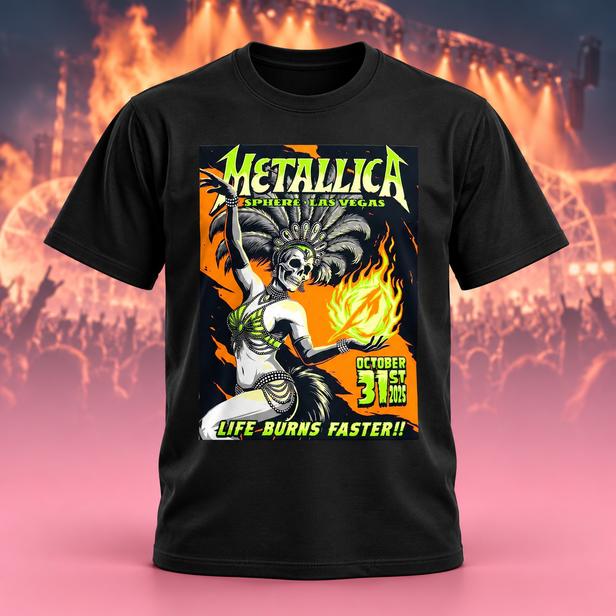 Metallica Life Burns Faster Sphere Las Vegas NV October 31St 2026 Poster By Mark5 TShirt