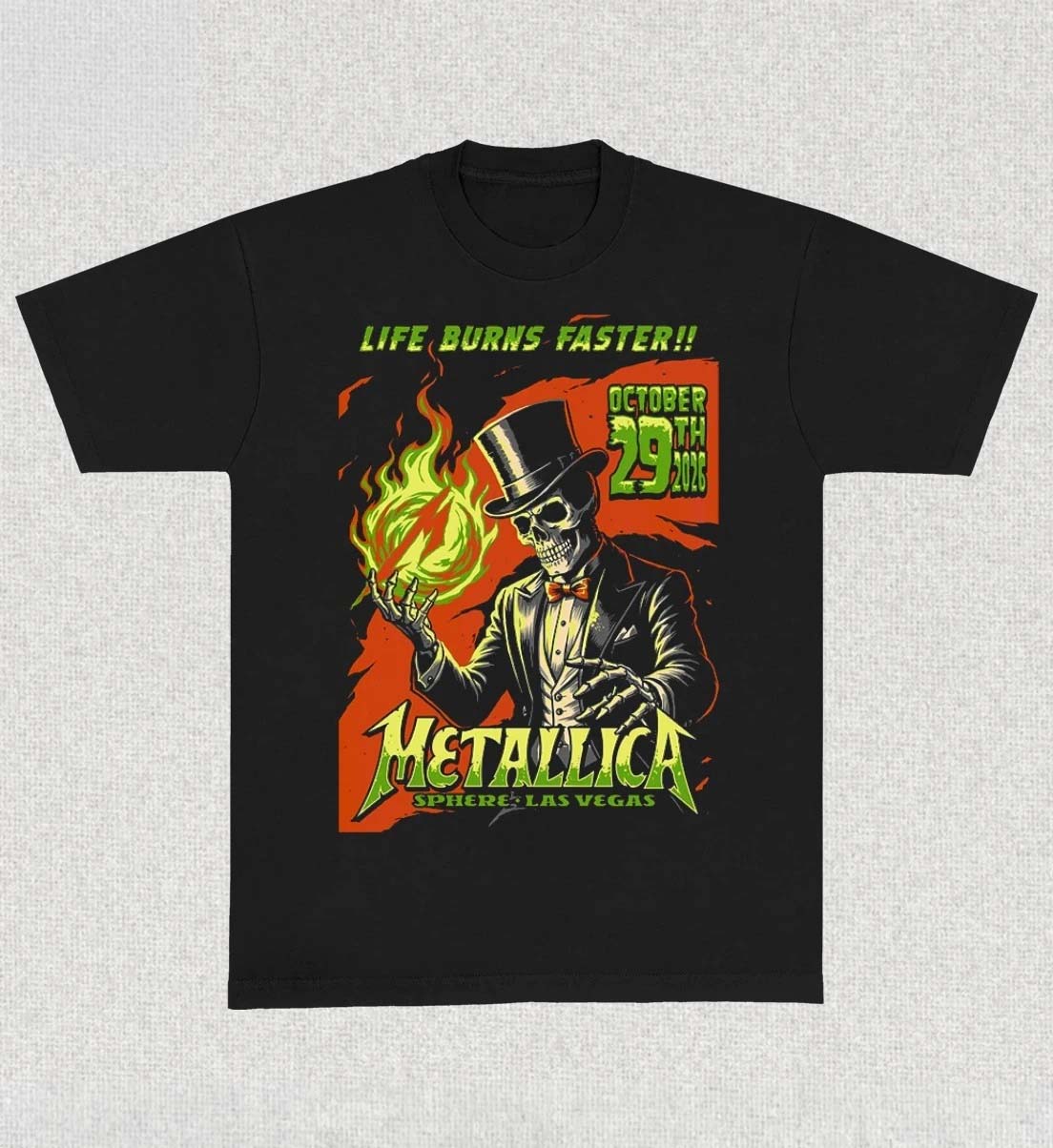 Metallica Life Burns Faster Tour Las Vegas 2026 Event Poster At Sphere On October 29 2026 TShirt