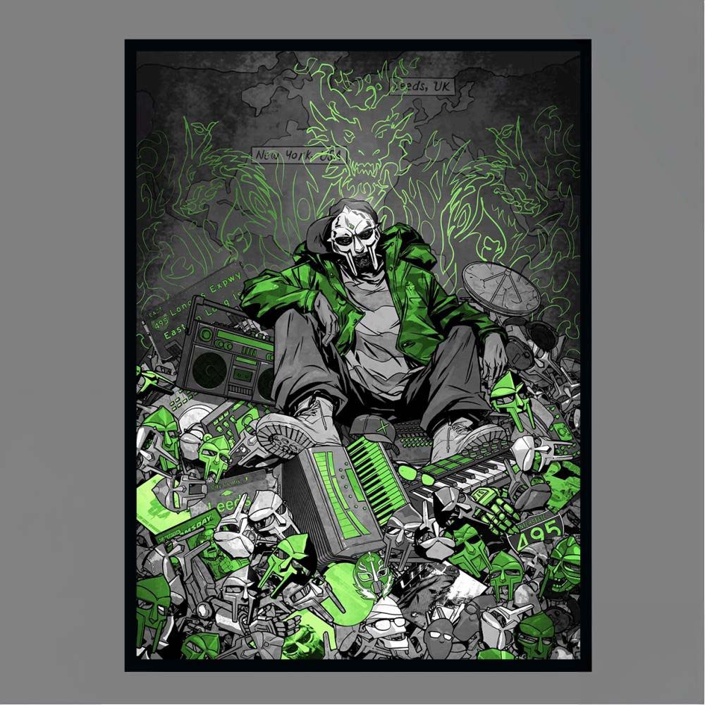 MF DOOM x Sanford Greene 2026 Green And Chrome Edition Home Decor Poster