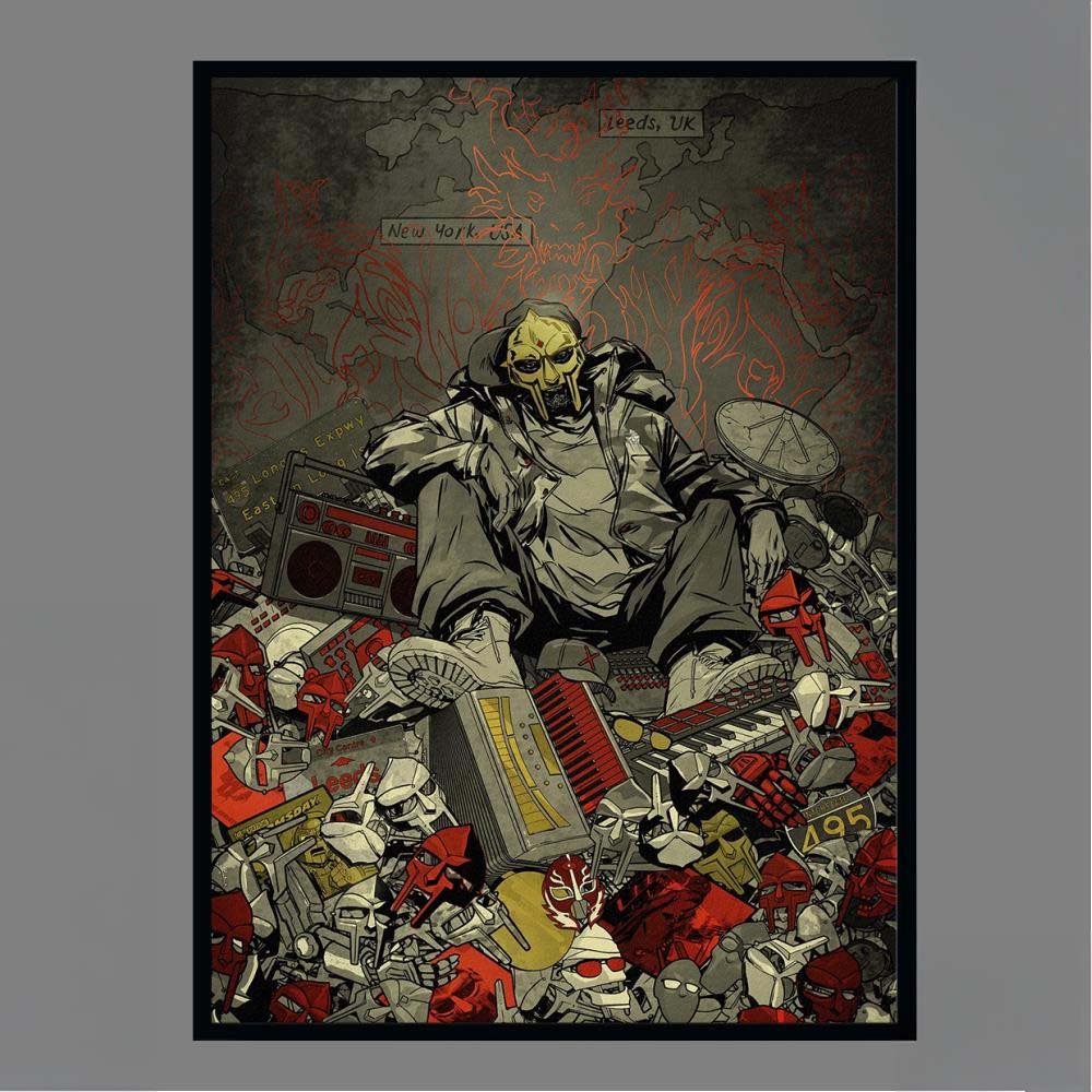MF DOOM x Sanford Greene 2026 Red And Gold Edition Home Decor Poster
