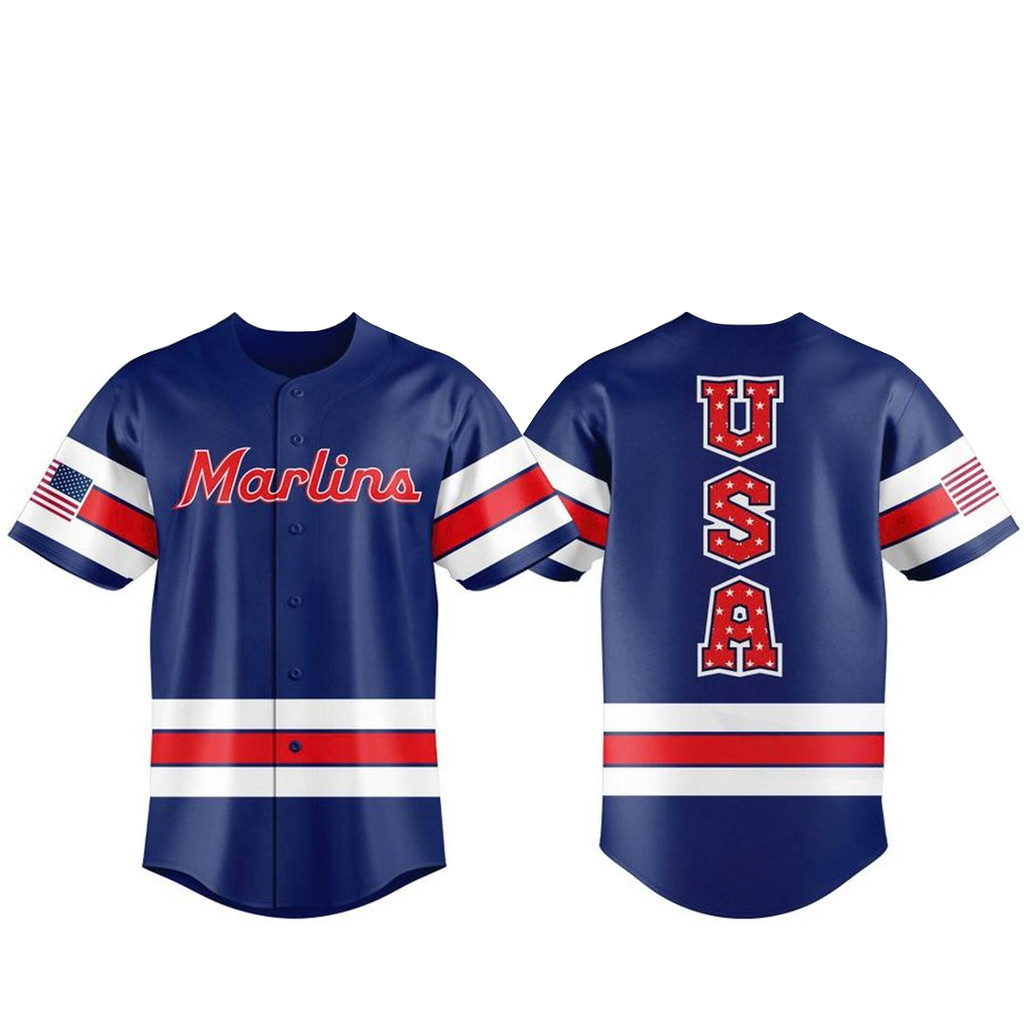 Miami Marlins 250th USA Celebration 2026 Night Blue Baseball Jersey