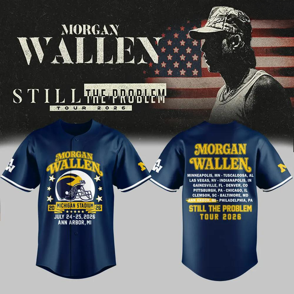 Michigan Wolverines Morgan Wallen Navy Blue Baseball Jersey