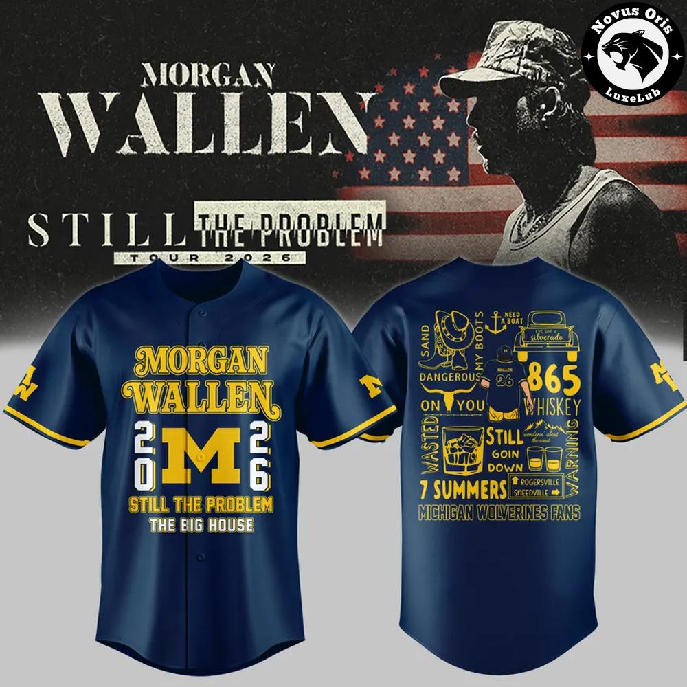 Michigan Wolverines Morgan Wallen Still The Problem Tour 2026 New Baseball Jersey 1 - Unicasport Michigan Wolverines Morgan Wallen Still The Problem Tour 2026 New Baseball Jersey