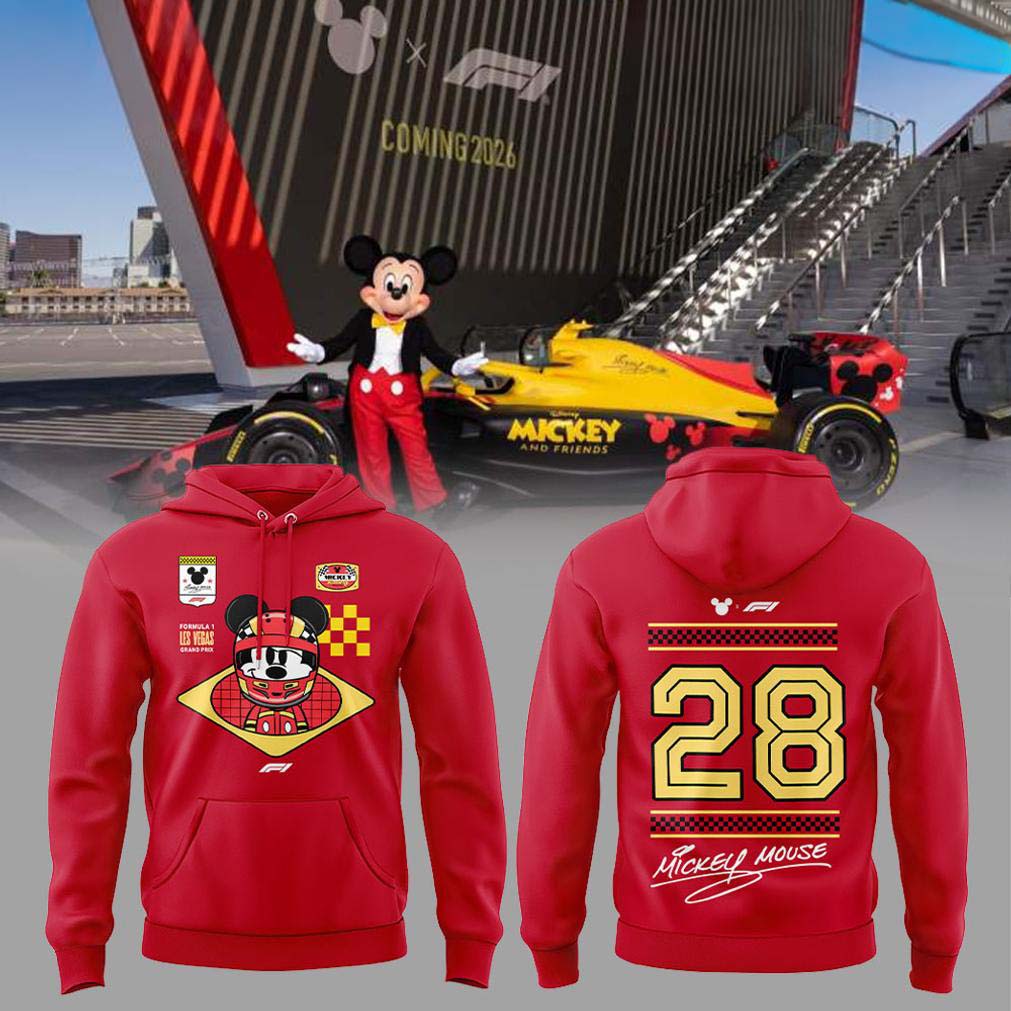 Mickey Disney x Formula 1 2026 Limited Edition Red Hoodie - Best Gift for Racing Fans