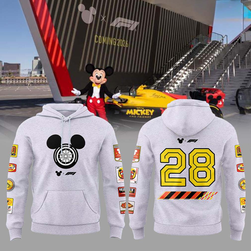 Mickey Mouse Disney x Formula 1 2026 Limited Edition White Hoodie - Best Gift for Fans