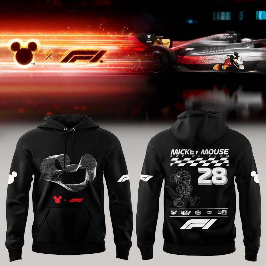 Mickey Mouse Black Racing Number 28 Hoodie