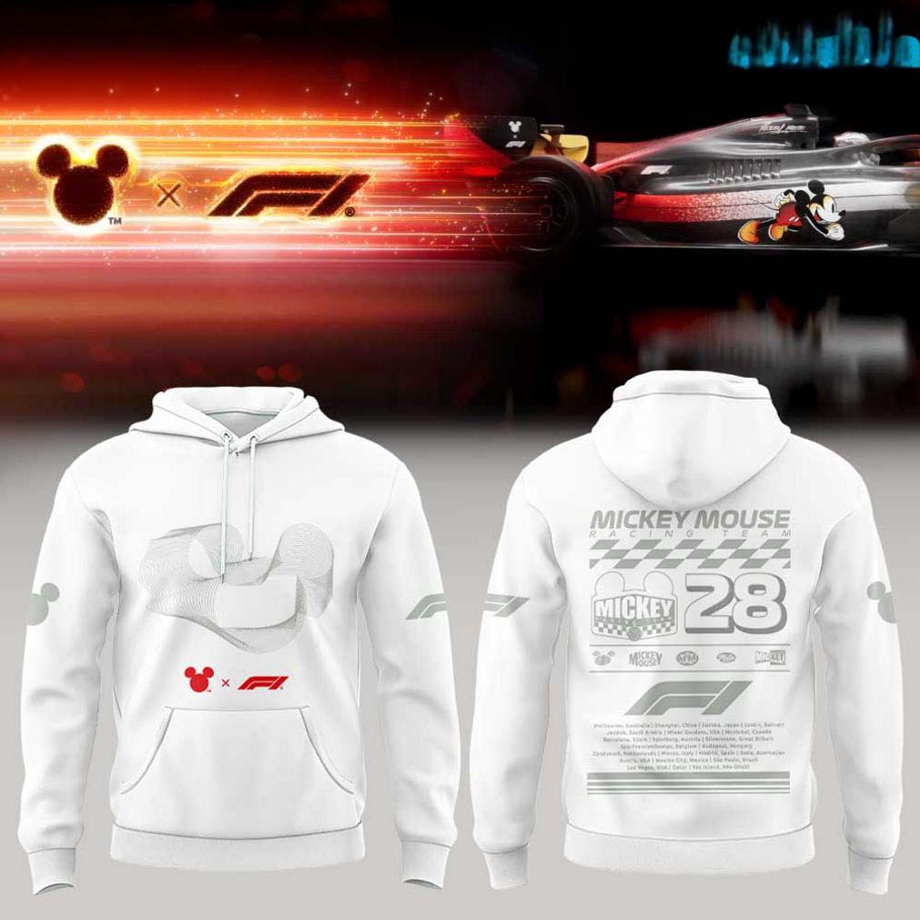 Mickey Mouse White F1 Motorsports Hoodie