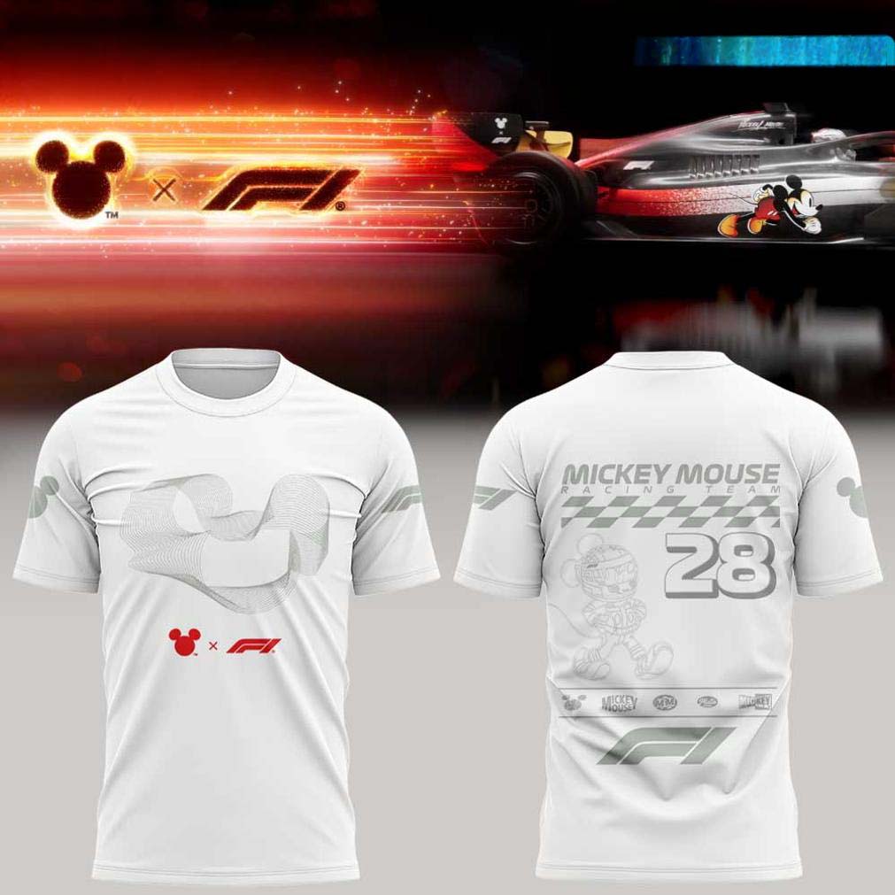 Mickey Mouse White F1 Magic Tour Graphic T Shirt