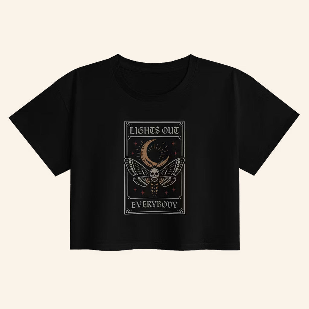 Mile Higher Merch Tarot Cropped T-Shirt Lights Out Merch Xmas Gifts For Girlfriend