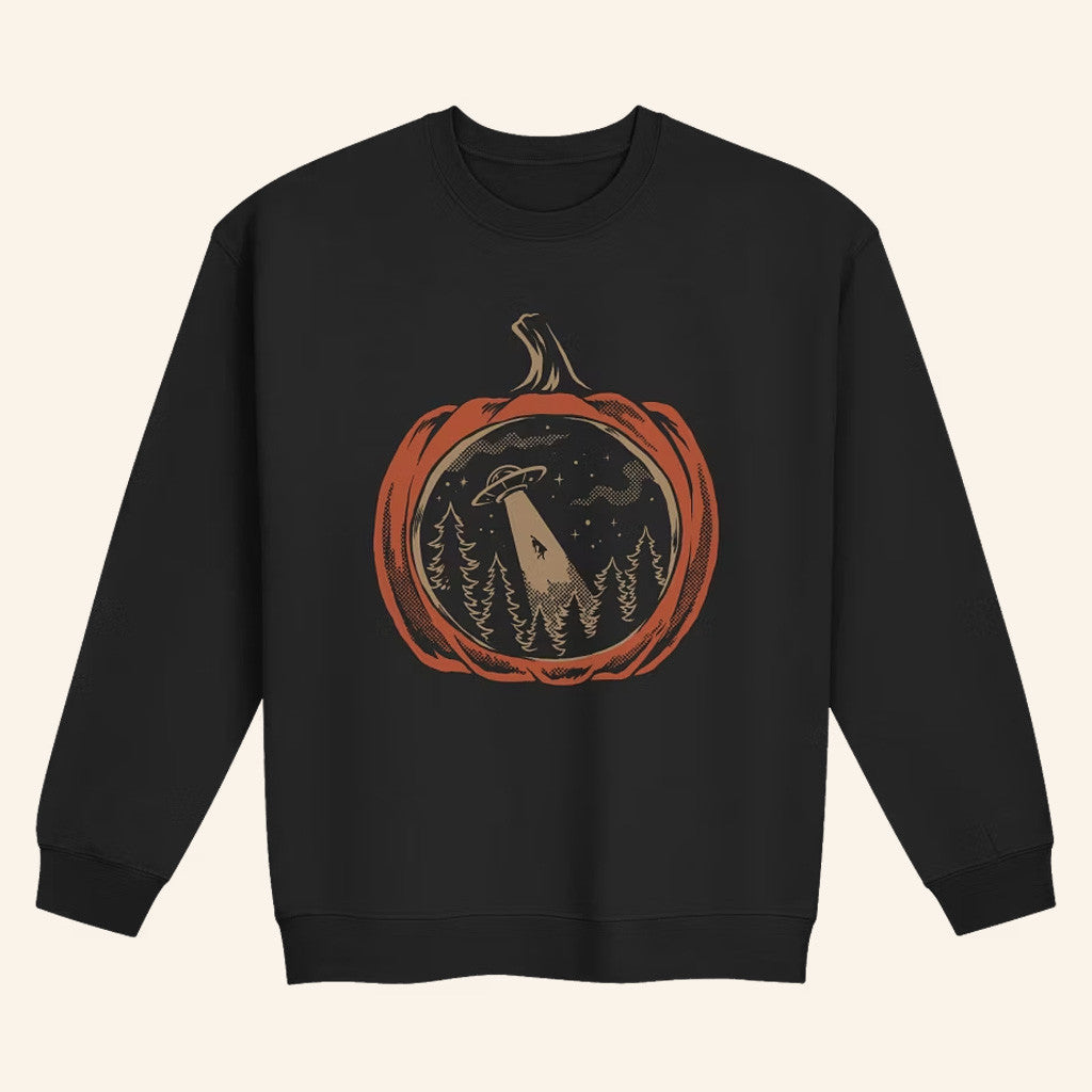 Mile Higher Merch UFO Pumpkin Carving Sweatshirt Gifts For Thanksgiving