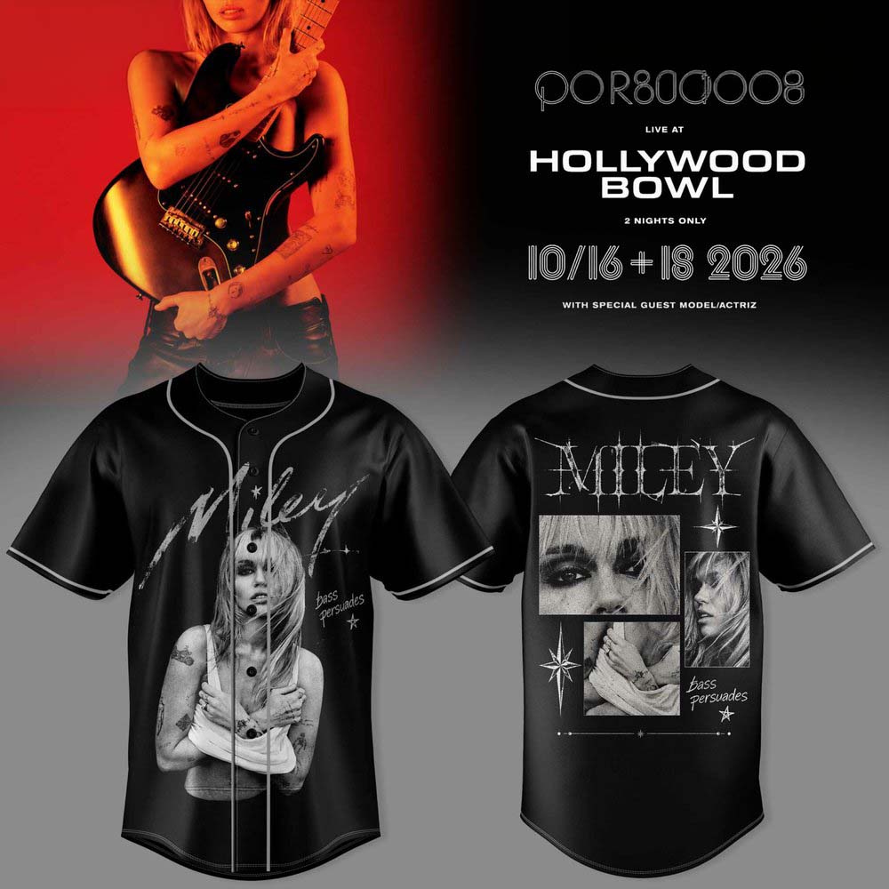 Miley Cyrus Boss Persuades Hollywood Bowl 2026 Photo Collage Black Baseball Jersey 2 - Unicasport Miley Cyrus Boss Persuades Hollywood Bowl 2026 Photo Collage Black Baseball Jersey