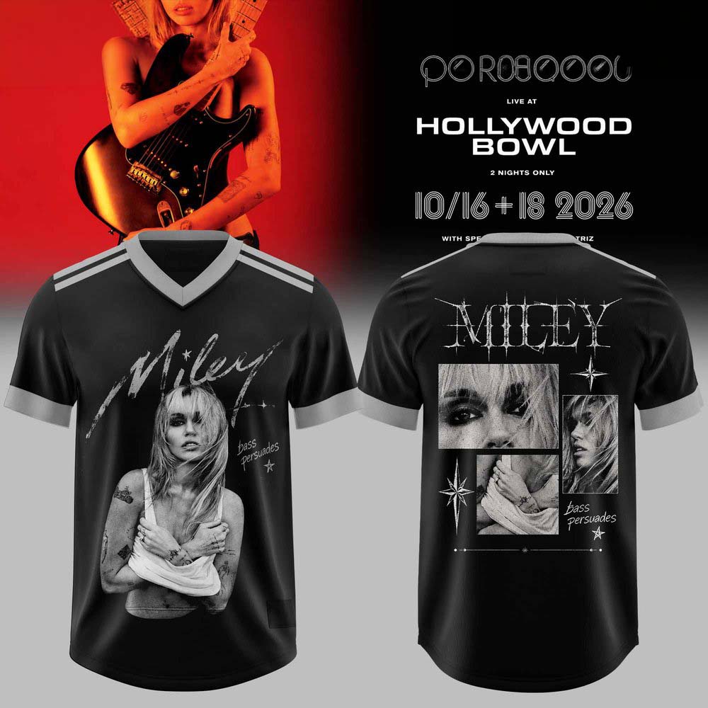 Miley Cyrus Boss Persuades Hollywood Bowl 2026 Photo Collage Black Football Jersey 1 - Unicasport Miley Cyrus Boss Persuades Hollywood Bowl 2026 Photo Collage Black Football Jersey