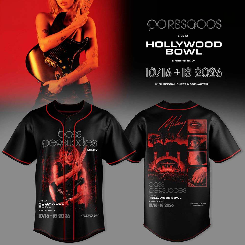 Miley Cyrus Boss Persuades Hollywood Bowl 2026 Tour Dates Black Baseball Jersey 1 - Unicasport Miley Cyrus Boss Persuades Hollywood Bowl 2026 Tour Dates Black Baseball Jersey