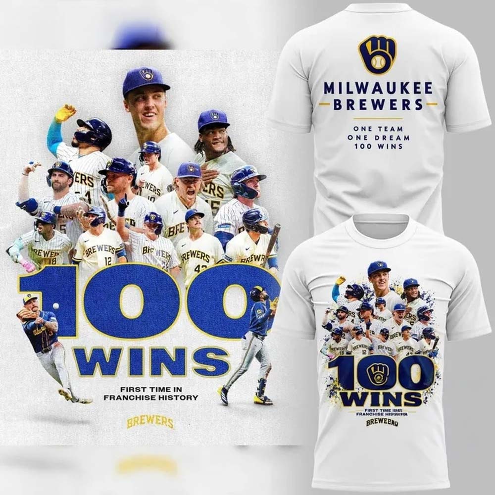 Milwaukee Brewers 100 Wins Team Graphic T Shirt