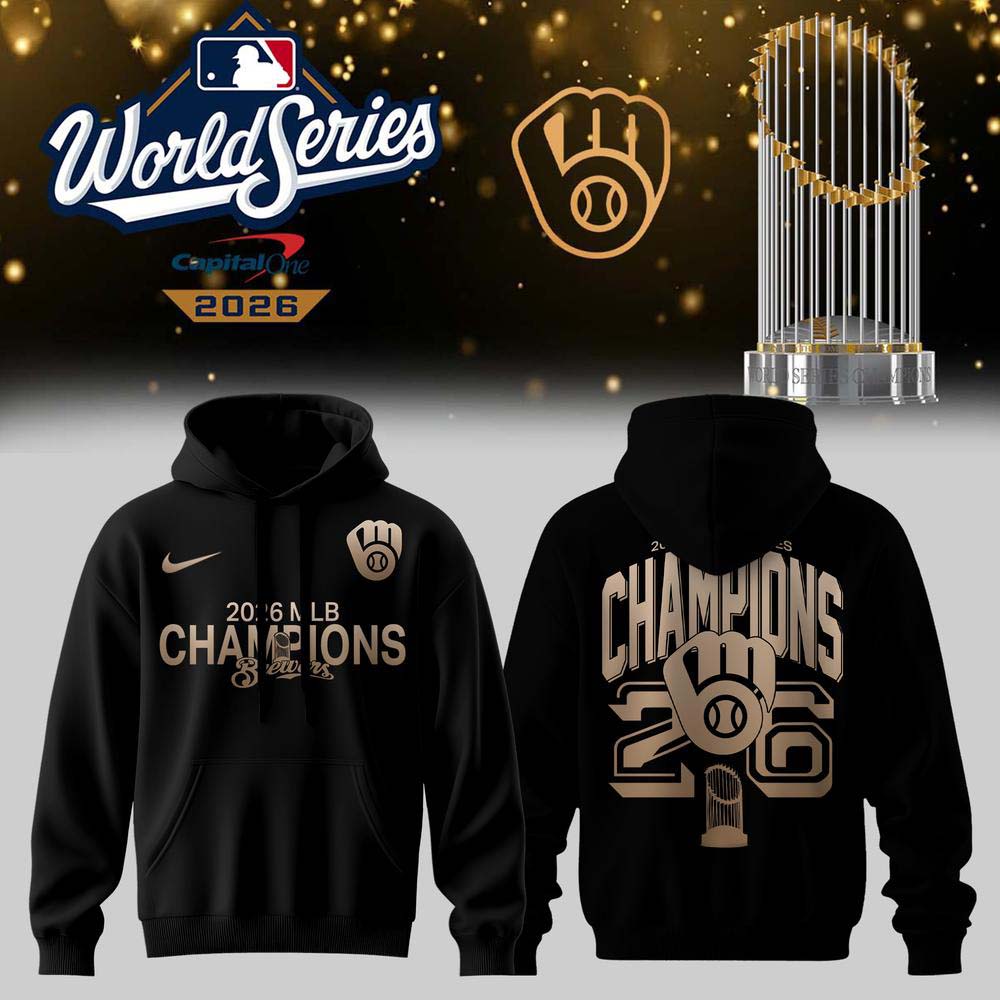 Milwaukee Brewers 2026 World Series Champions Black Gold Heritage Logo Hoodie
