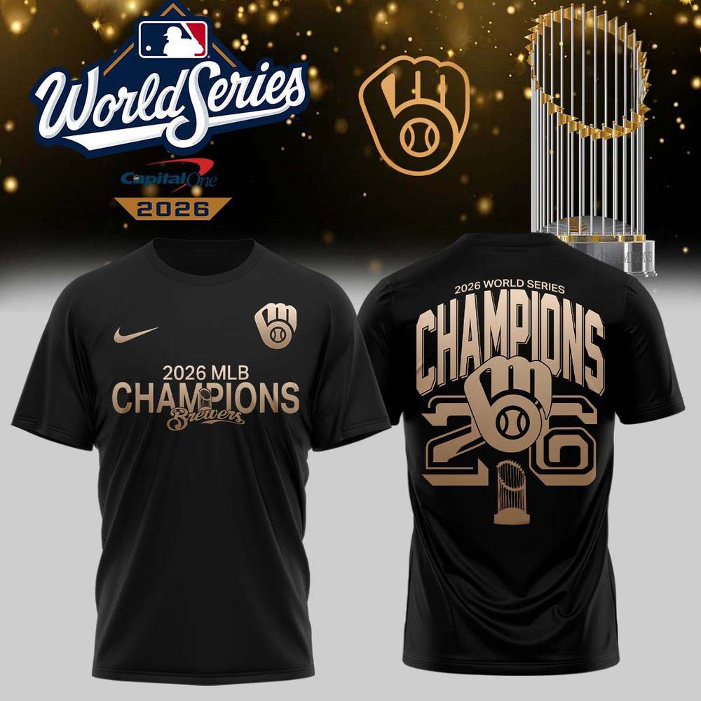Milwaukee Brewers 2026 World Series Champions Black Gold Heritage Logo T Shirt