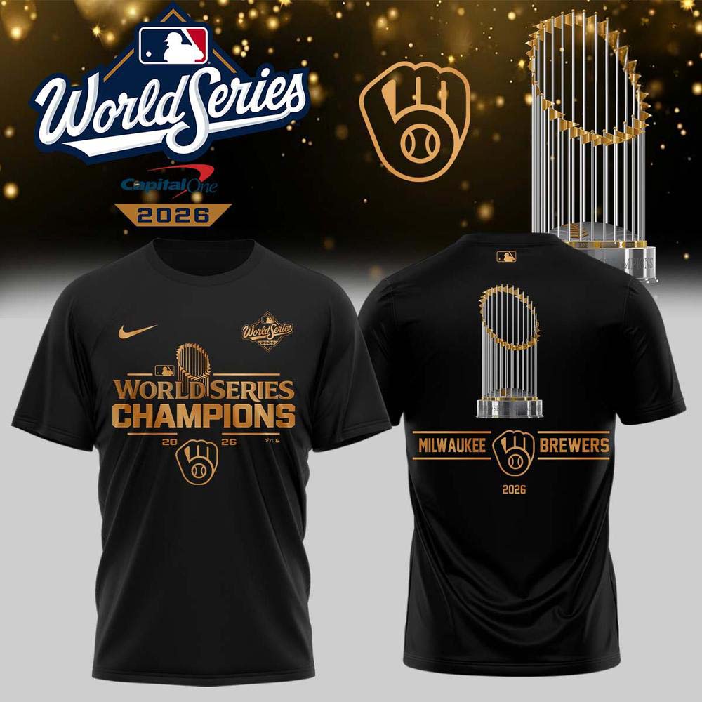 Milwaukee Brewers 2026 World Series Champions Black Gold Trophy Edition T Shirt