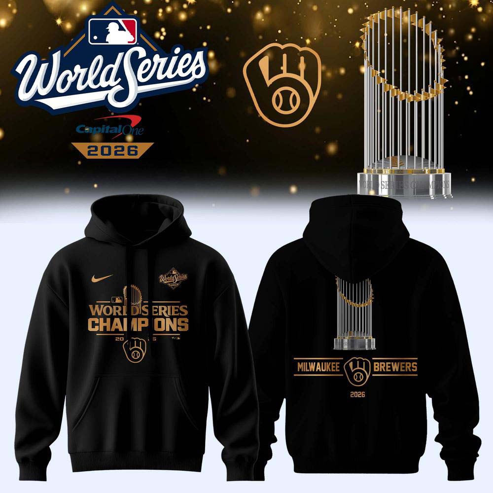 Milwaukee Brewers 2026 World Series Champions Black Trophy Celebration Hoodie