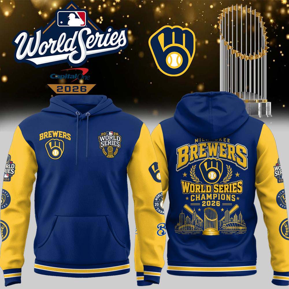 Milwaukee Brewers 2026 World Series Champions Blue Yellow Skyline Varsity Hoodie
