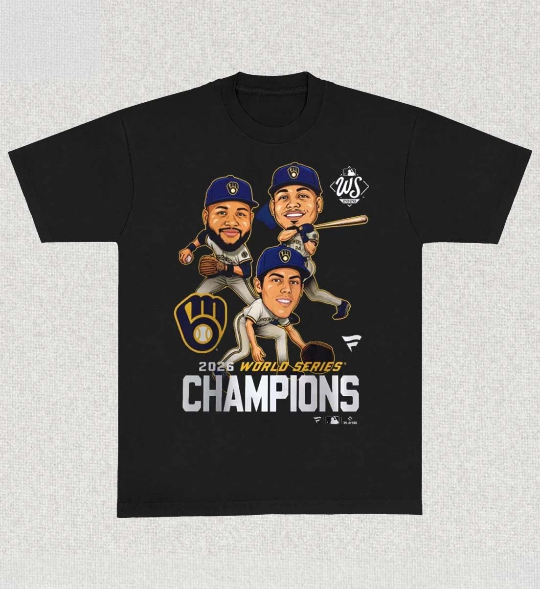 Milwaukee Brewers 2026 World Series Champions Caricature Big Head TShirt
