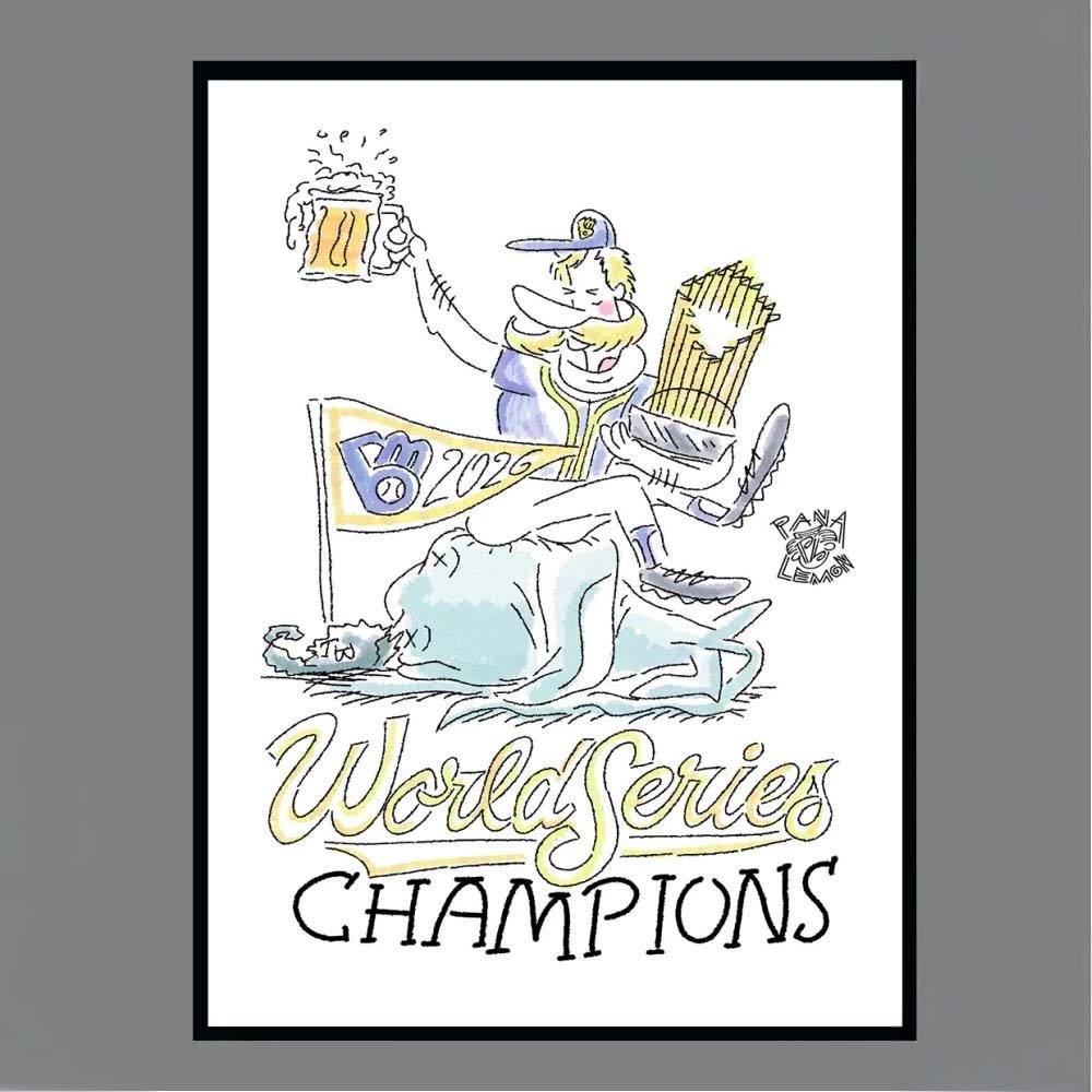 Milwaukee Brewers 2026 World Series Champions Cartoon Illustration Art Poster