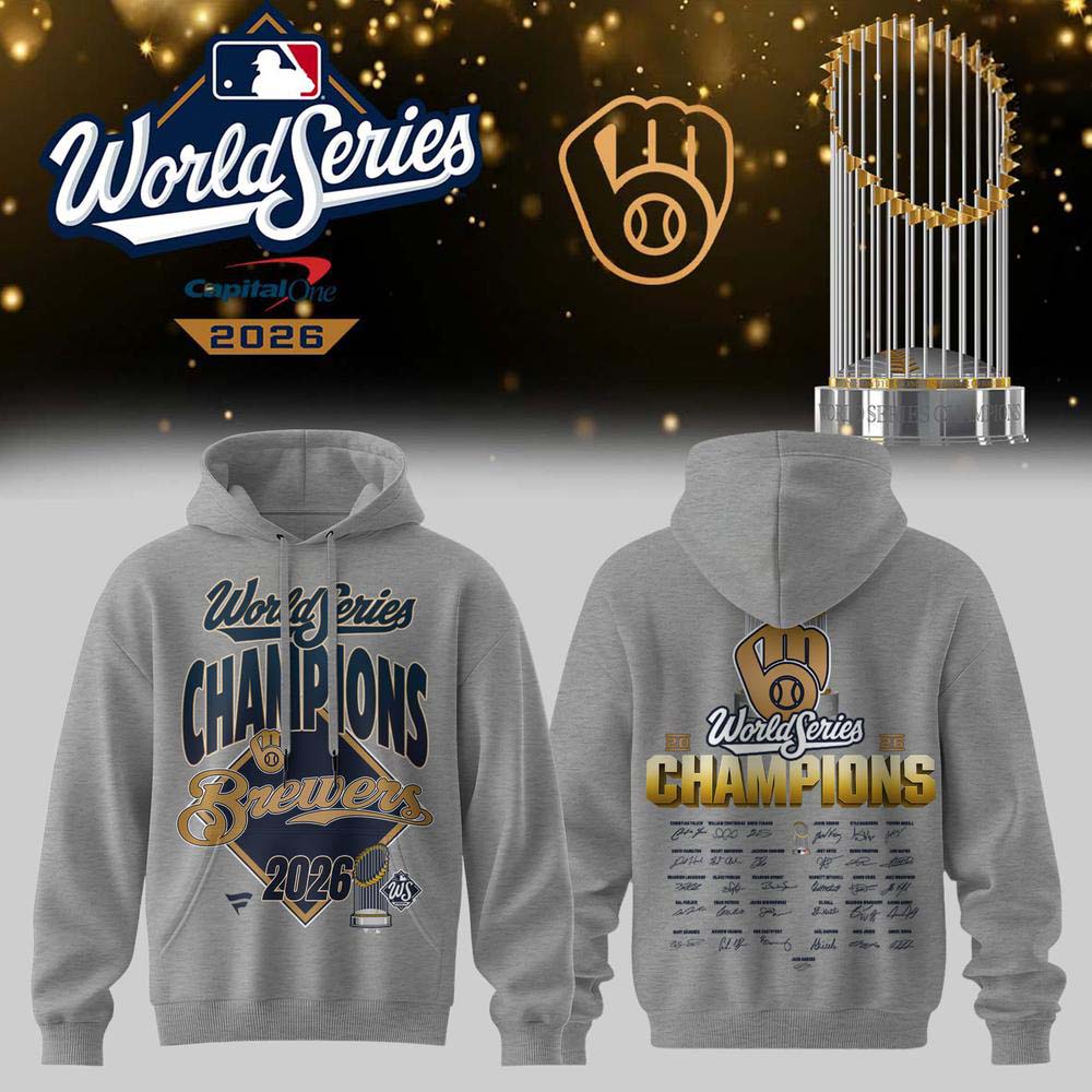 Milwaukee Brewers 2026 World Series Champions Gray Diamond Victory Graphic Hoodie