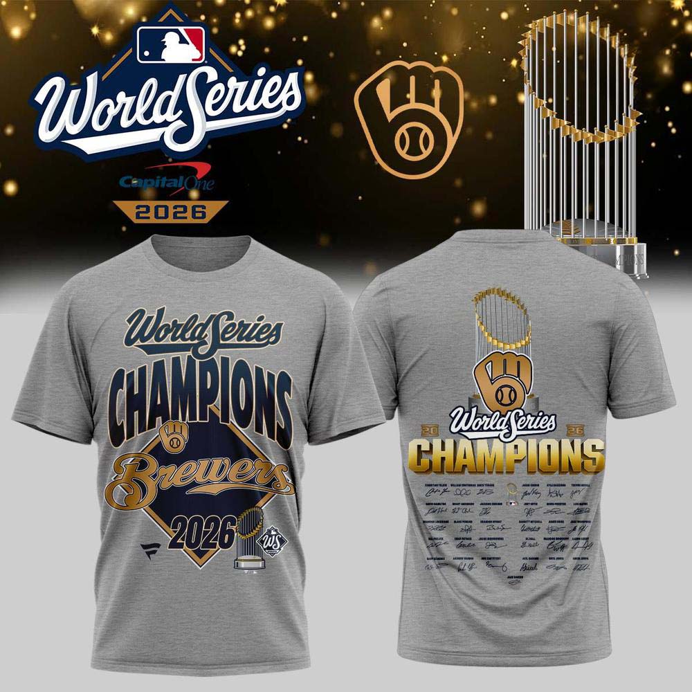 Milwaukee Brewers 2026 World Series Champions Gray Gold Diamond Graphic T Shirt