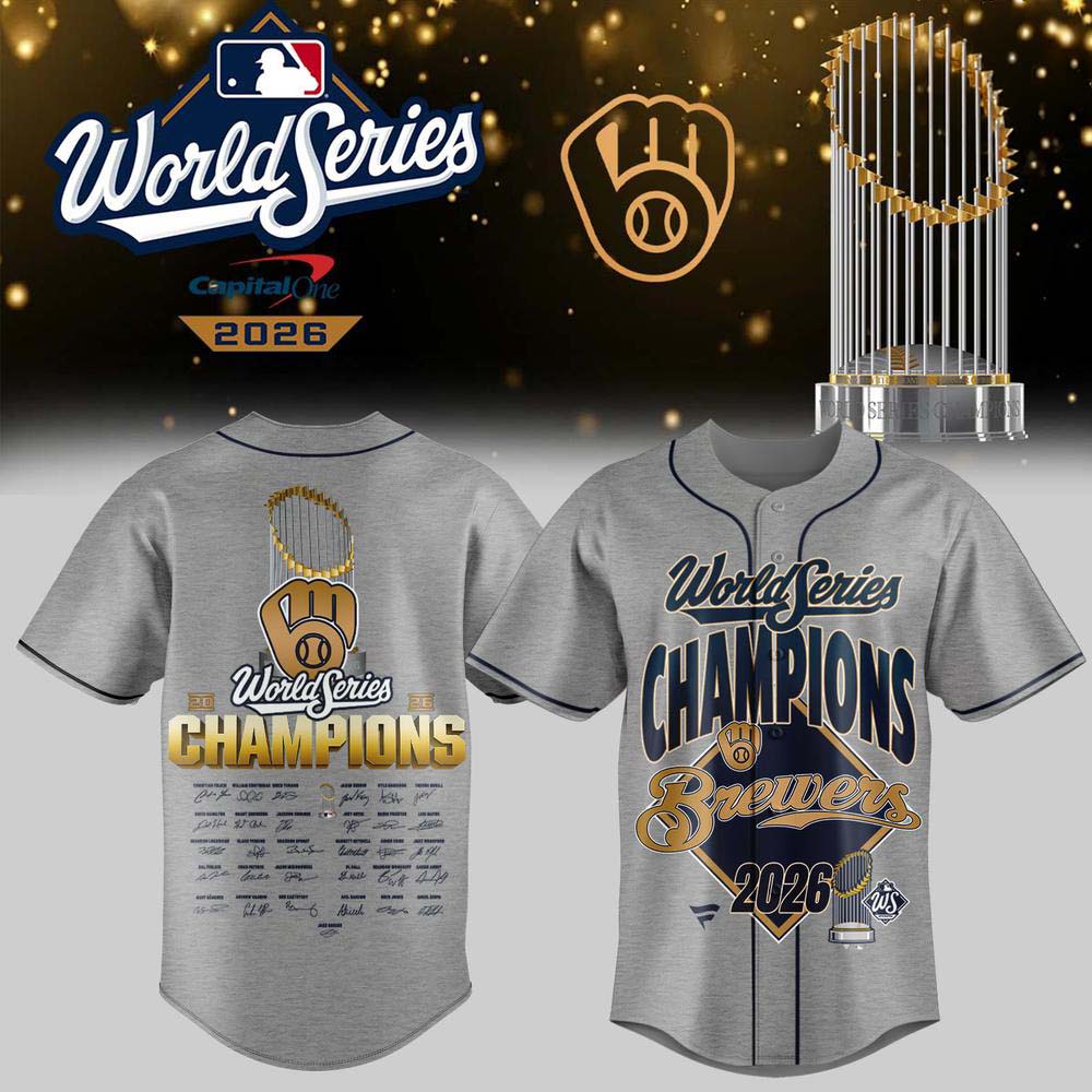 Milwaukee Brewers 2026 World Series Champions Gray Signature Edition Baseball Jersey