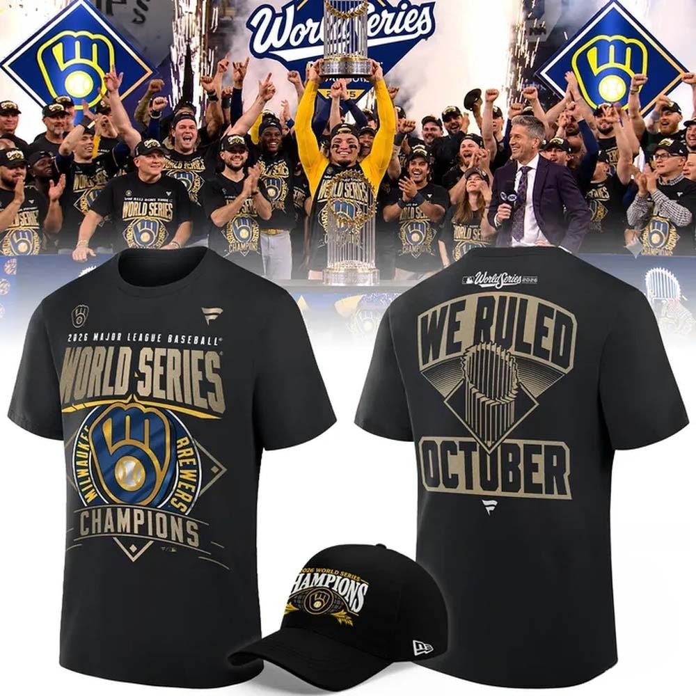 Milwaukee Brewers 2026 World Series Champions Locker Room Authentic Black T Shirt