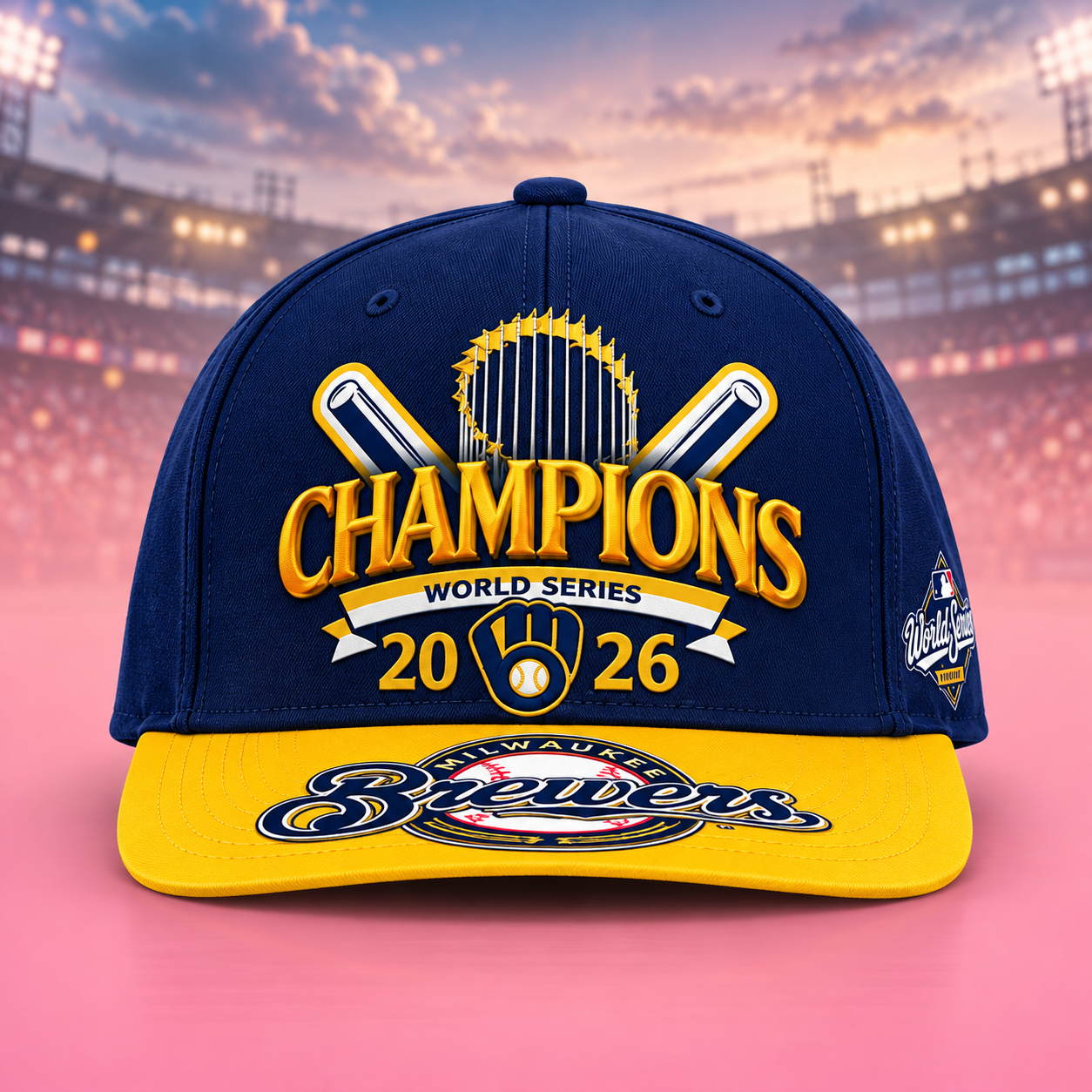 Milwaukee Brewers 2026 World Series Champions Navy And Yellow Snapback Hat