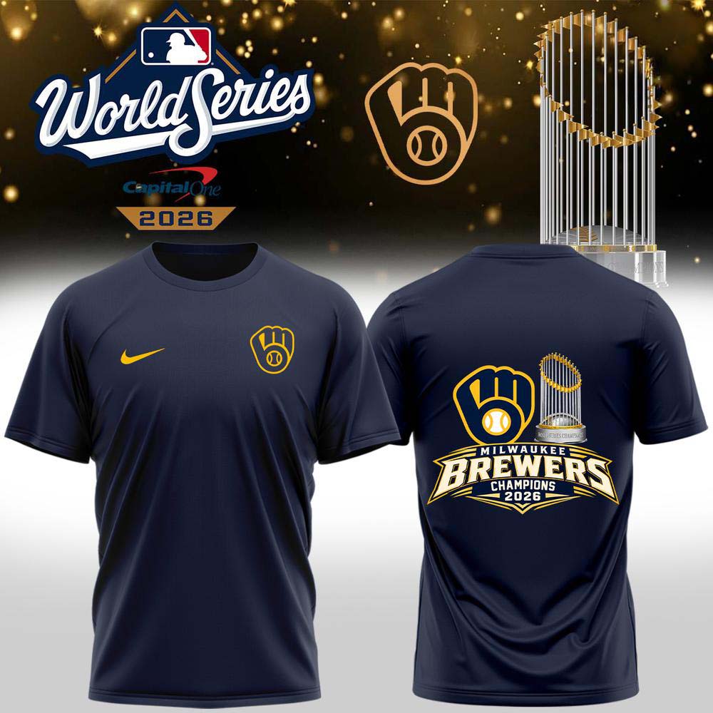 Milwaukee Brewers 2026 World Series Champions Navy Championship Emblem T Shirt