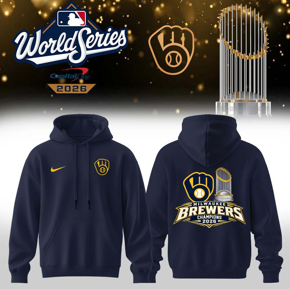 Milwaukee Brewers 2026 World Series Champions Navy Gold Championship Emblem Hoodie