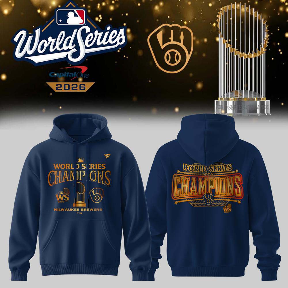 Milwaukee Brewers 2026 World Series Champions Navy Gold Trophy Edition Hoodie